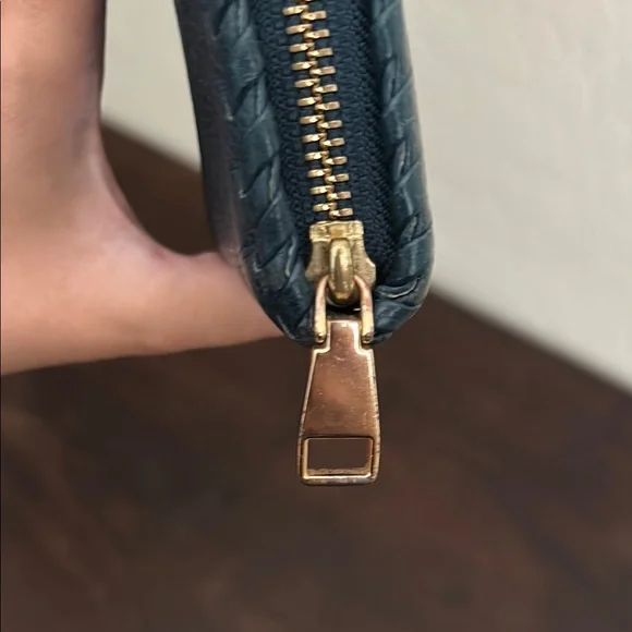 Tory Burch Teal Leather Marion Whipstitch Long Continental Zip Wallet - Picture 4 of 8